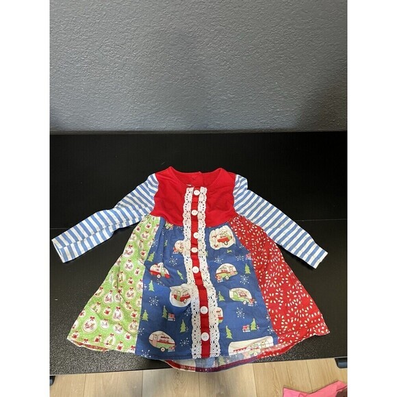 3 Girl’s Dresses Size 3T Toddler Ricrac & Ruffles Embroidered Christmas - Picture 13 of 13